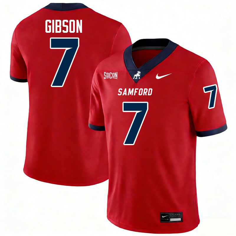 Samford Bulldogs #7 Jaden Gibson College Football Jerseys,Uniforms-Red